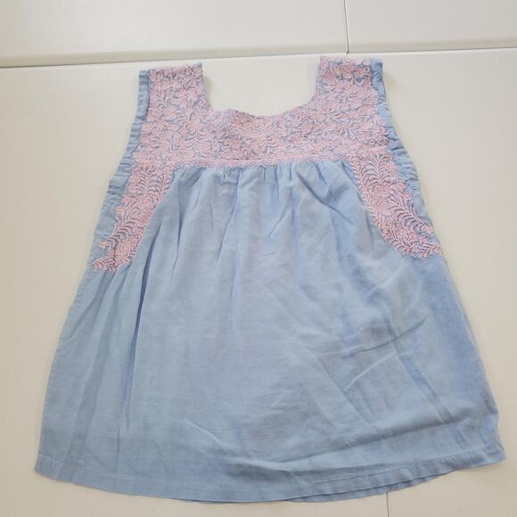 j.marie Shirt Womens Small Light Blue Pink Embroidered Linen Sleeveless JM2009 - Picture 2 of 8